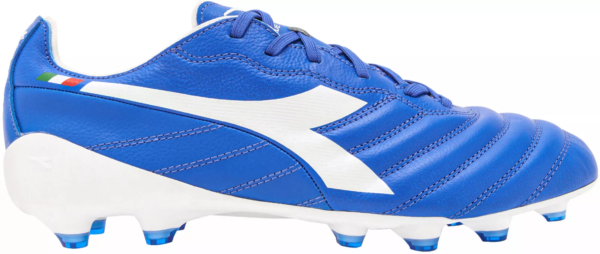 Crampons De Football Diadora Brasil Elite Tech GR - Taille 9.5 US (43 EU), Blanc/jaune, Cuir, Fabriqués En Italie