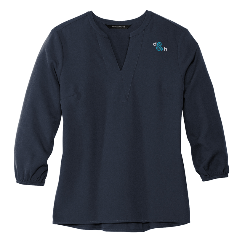 D&H Women's Stretch Crepe 3/4 Sleeve Blouse
