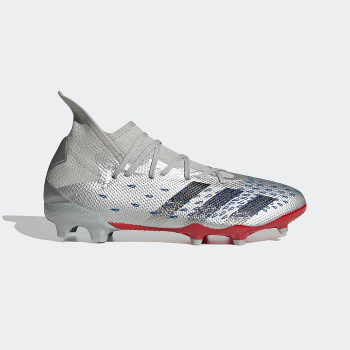 Botas de fútbol para terreno firme adidas Predator Freak 3 FG Plata/Negro/Rojo