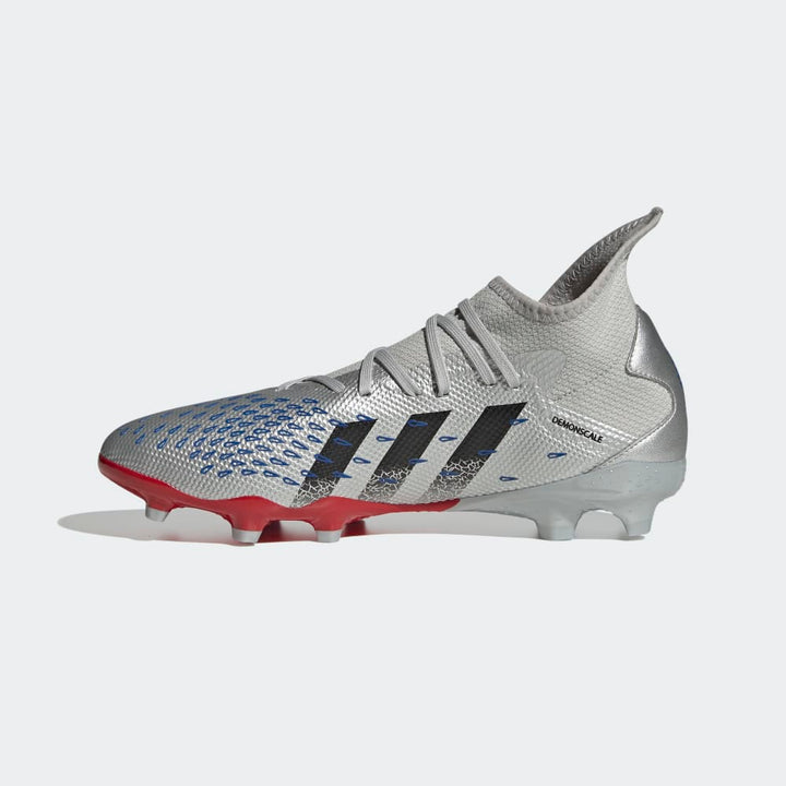Botas de fútbol para terreno firme adidas Predator Freak 3 FG Plata/Negro/Rojo