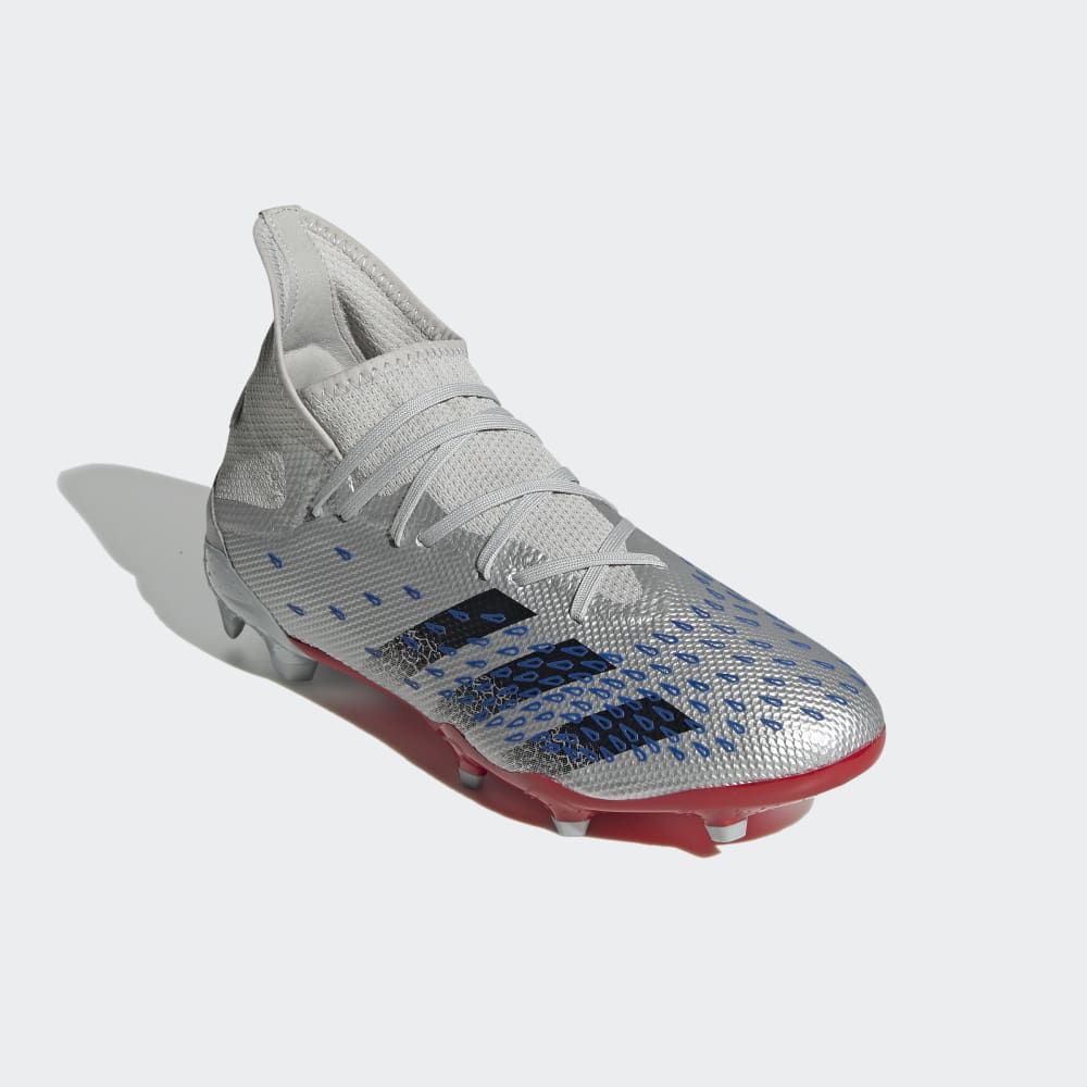 Botas de fútbol para terreno firme adidas Predator Freak 3 FG Plata/Negro/Rojo