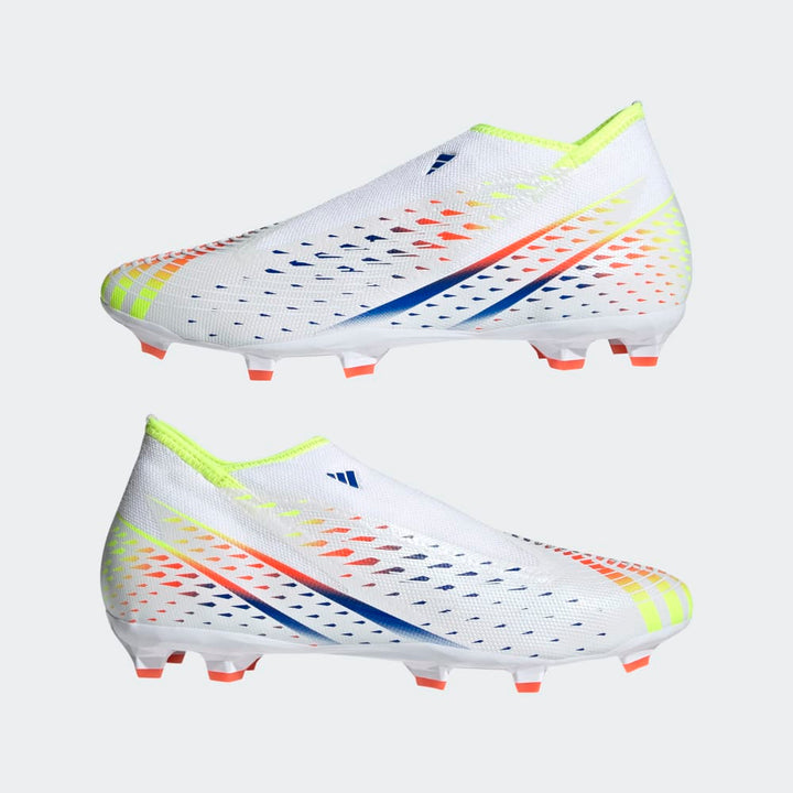 adidas Predator Edge 3 Laceless FG firm Ground Football Boots White/Yellow/Blue