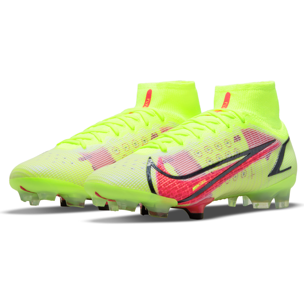 Nike Mercurial Superfly 8 Elite FG firm Ground Football Boots Volt/Bright Crimson