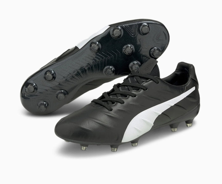Botas de fútbol para superficies múltiples Puma King Platinum 21 FG/AG Negro/Blanco