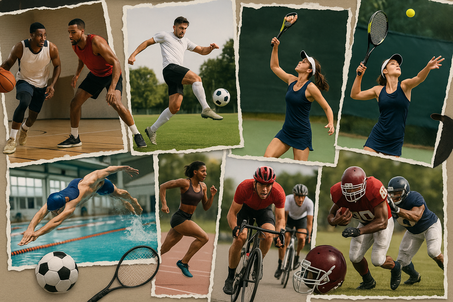 all sports collage without resembling ai generated