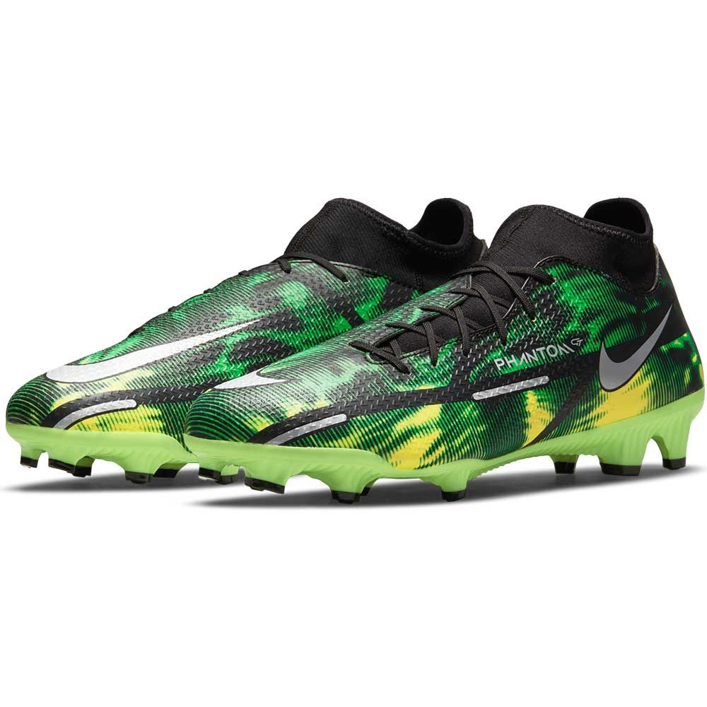 Nike Phantom GT2 Academy DF Shockwave FG Firm Ground Football Boots Black/Platinum/Green
