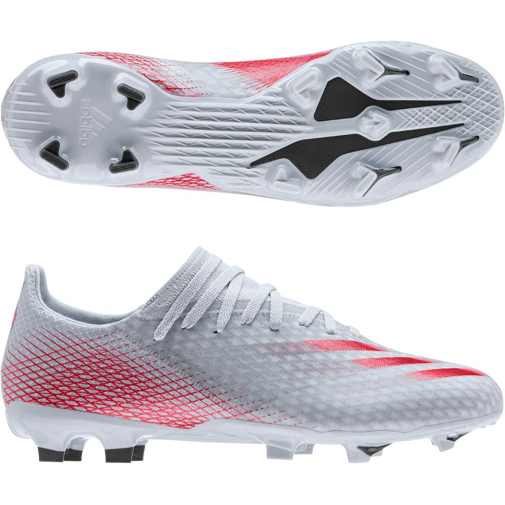 adidas X Ghosted 3 FG Firm Ground Football Boots Grey/Scarlet